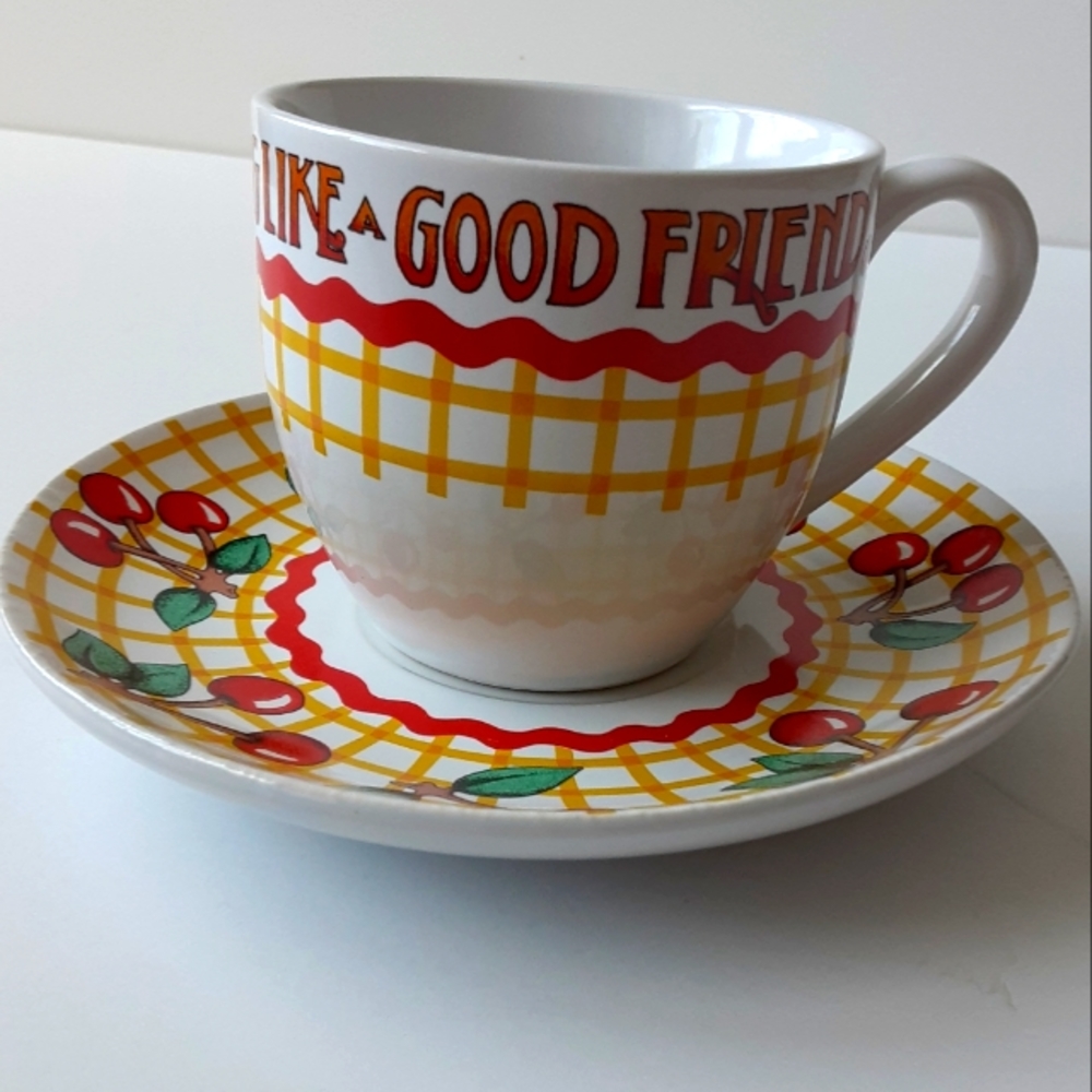 Cherries Cup Saucer Life Has No Blessing Like A Good Friend Mary Engelbreit